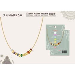 Colgante 7 Chakras con Piedra Natural y Acero Dorado (Invertido) - Coleccion 7 chakras (P2) ·